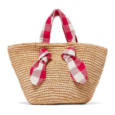 Hazel Raffia and Gingham Canvas Tote from Loeffler Randall