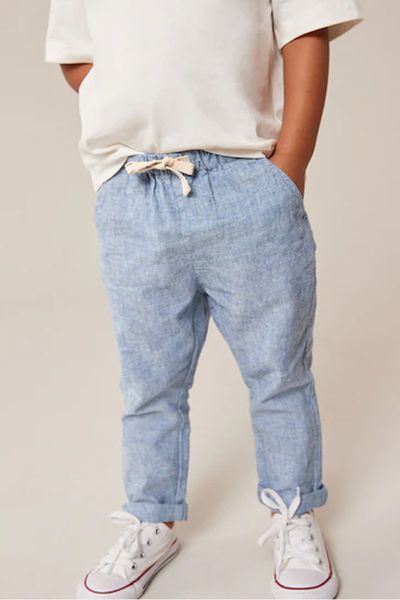 Linen Blend Pull-On Trousers