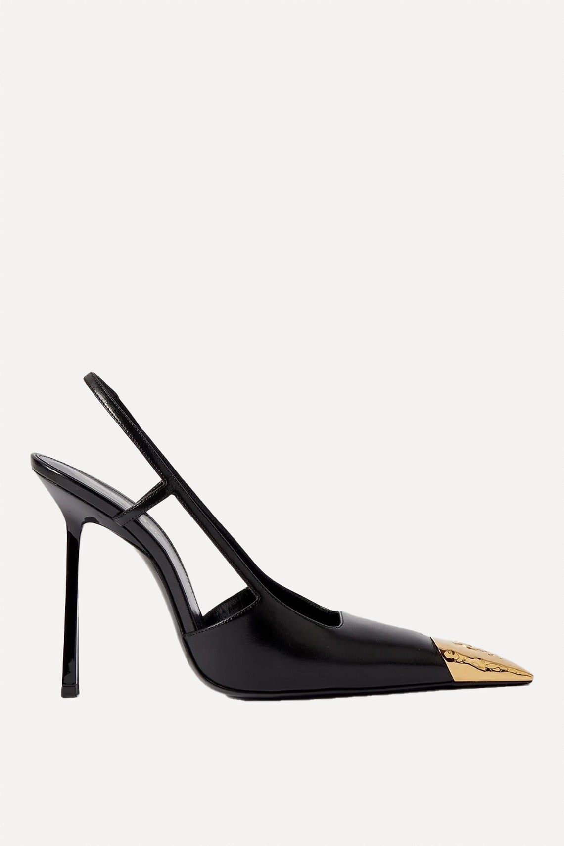 Jeanne Embellished Glossed-Leather Slingback Pumps from SAINT LAURENT