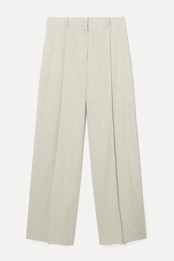 Linen-Blend Wide-Leg Tailored Trousers from COS