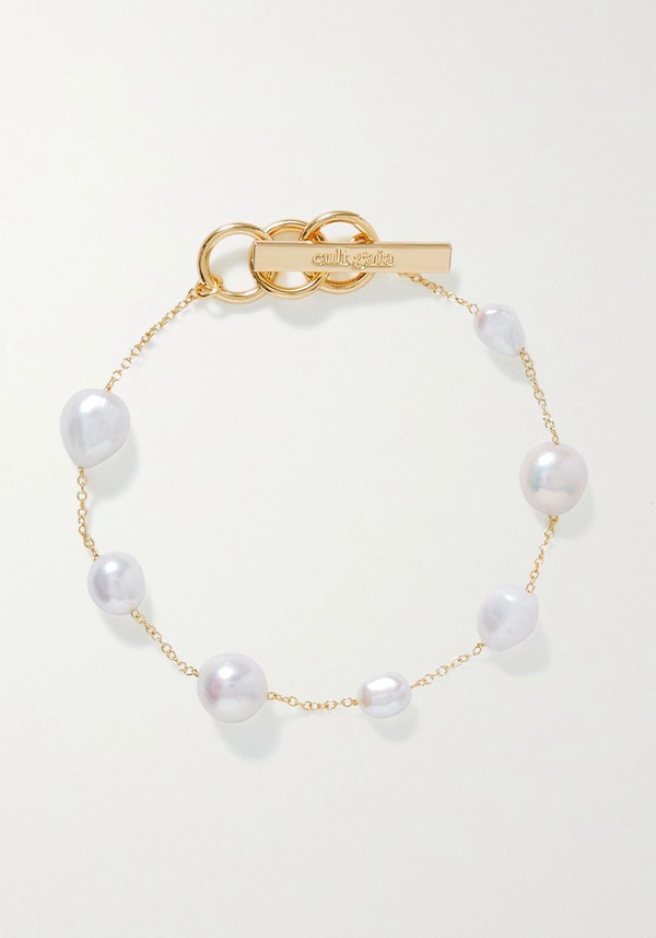 Atum Gold-Tone Pearl Anklet from Cult Gaia
