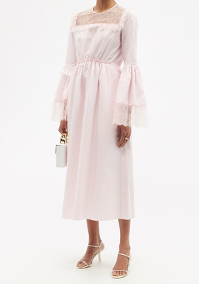 Chantilly Lace-trim Cotton-Poplin Midi Dress from Giambattista Valli