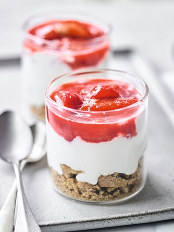 Strawberry & Rhubarb Cheesecake Desserts