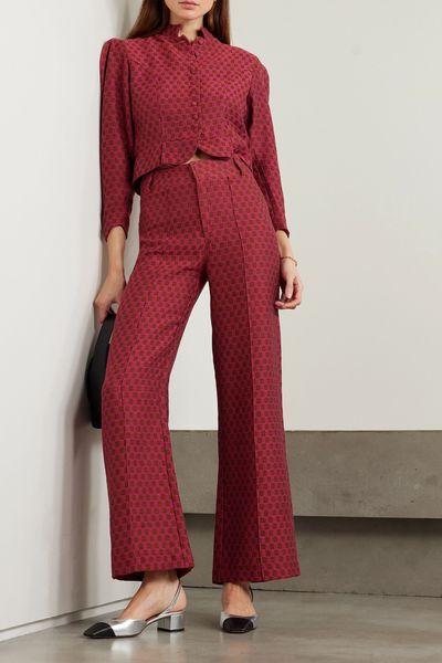 Yoshi Jacquard Wide-Leg Pants from DESTREE