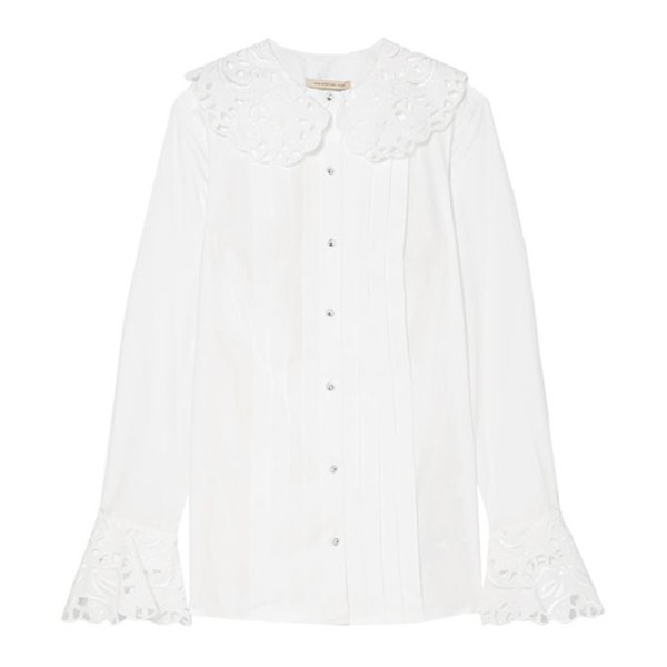 Broderie Anglaise-Trimmed Cotton-Poplin Blouse from Christopher Kane