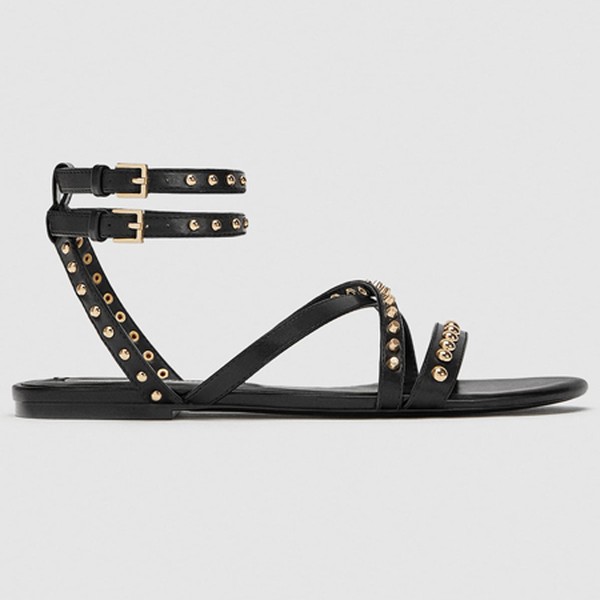 Flat Studded Sandals from Zara