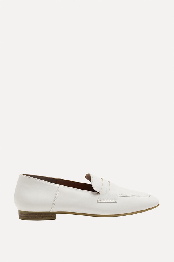 Leather Flat Chisel Toe Loafers 
