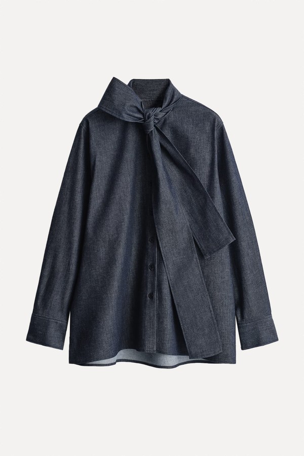 Bow-Detail Denim Shirt from COS