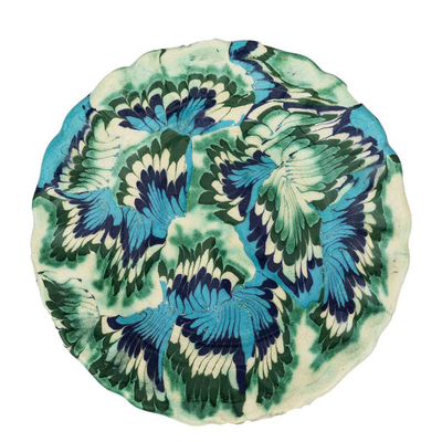 Bahia Decorative Scalloped Plate Blue Green from Wicklewood