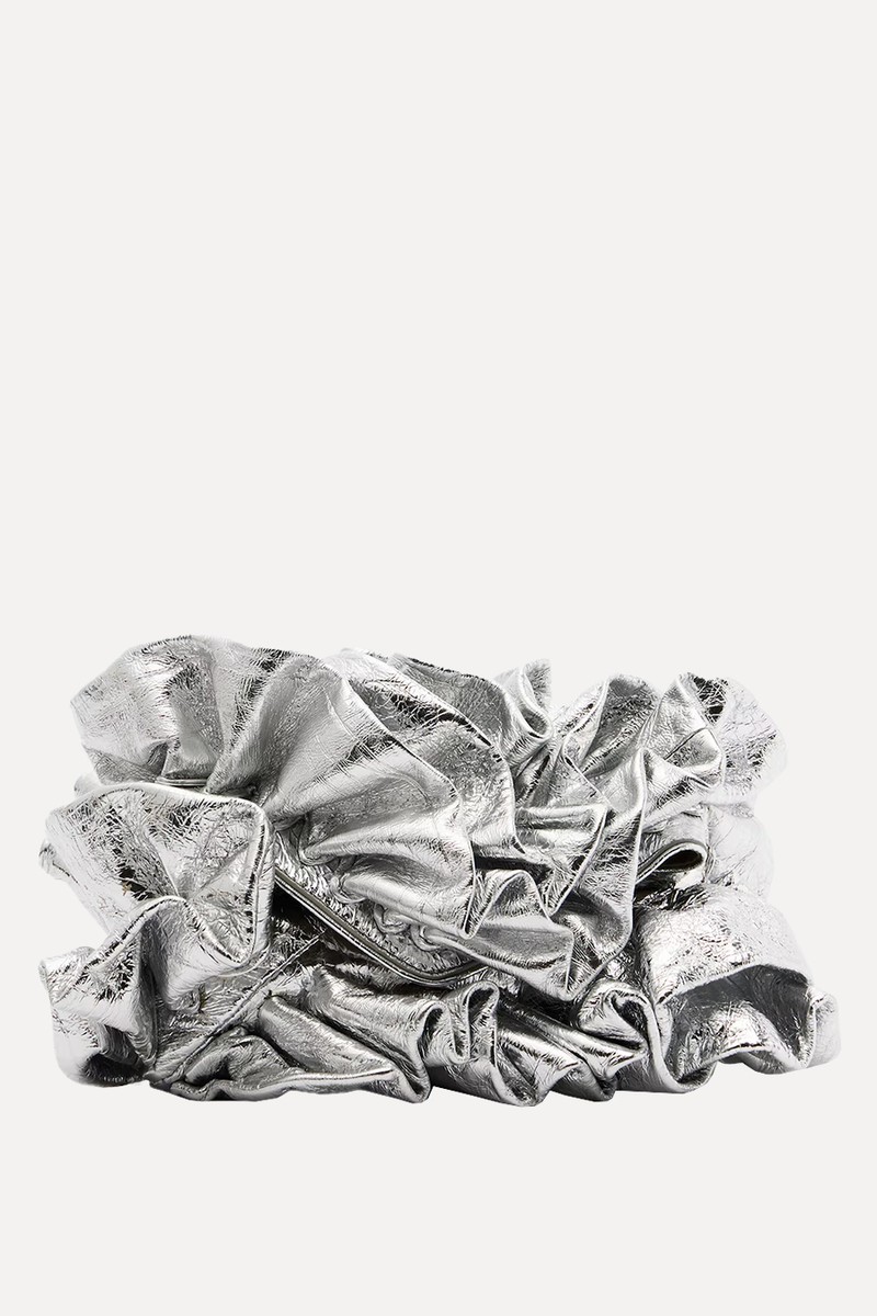 Ruffled Metallic Leather Clutch from Dries Van Noten 