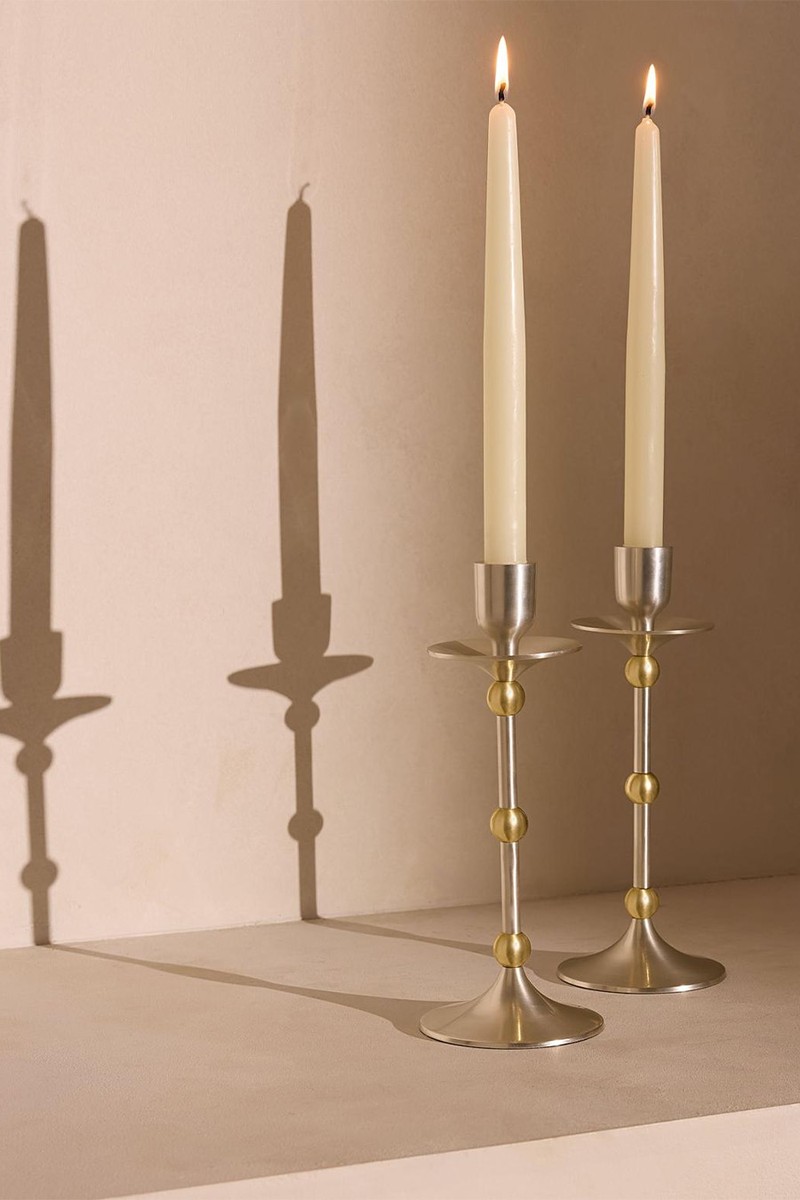 Medium Silver-Plated Cilia Candlestick Holder from Soho Home