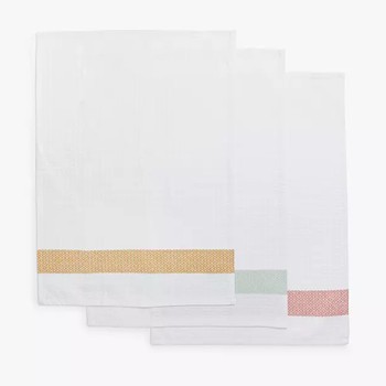 Pack of 3 Pattern Border Waffle Tea Towels