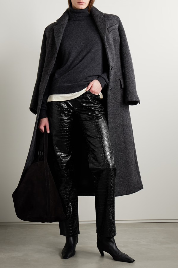 Bonnie Croc-Effect Faux Leather Straight-Leg Pant from The Frankie Shop