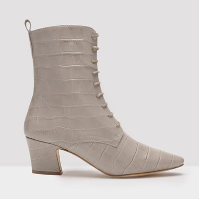 Zelie Taupe Croc Leather Boots from Miista