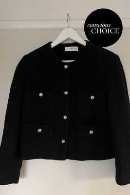 Black Tweed Wintour Jacket from Mango