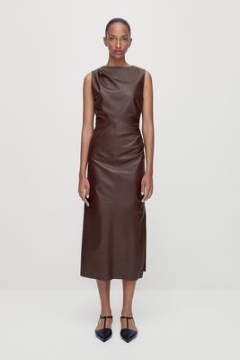Nappa Leather Dress With Gathered Detail from Massimo Dutti