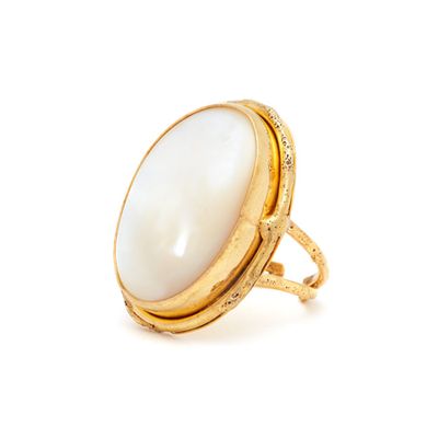 Mother of Pearl and Brass Ring from Sylvia Toledano