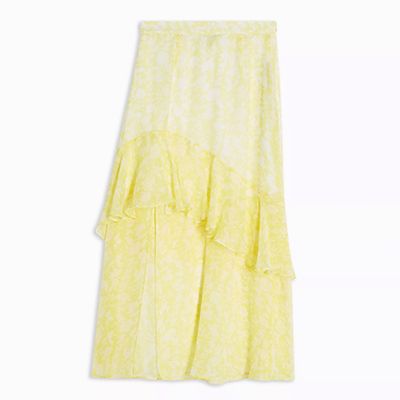 Yellow Chiffon High Low Ruffle Skirt from Topshop
