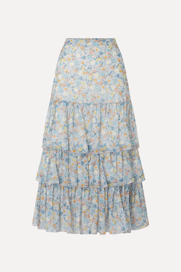 Liberty Print Silk Chiffon Maxi Skirt