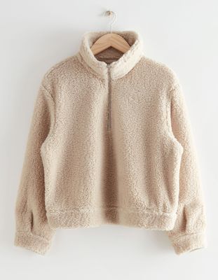 Faux Shearling Half-Zip Sweater