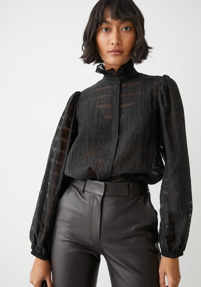 Textured Frill Collar Blouse