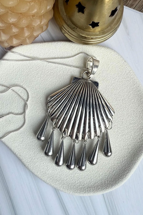 Silver Large Shell Pendant Necklace from MoonForestJewellery