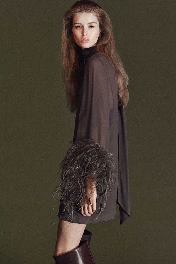 Feathered Dress With Bell Sleeves from Mango