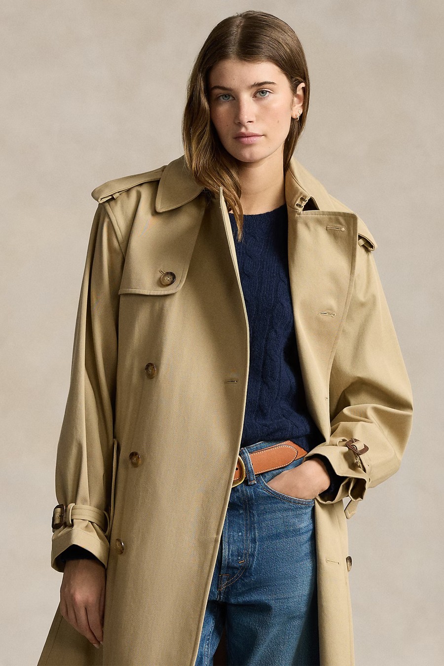 Double-Breasted Twill Trench Coat
