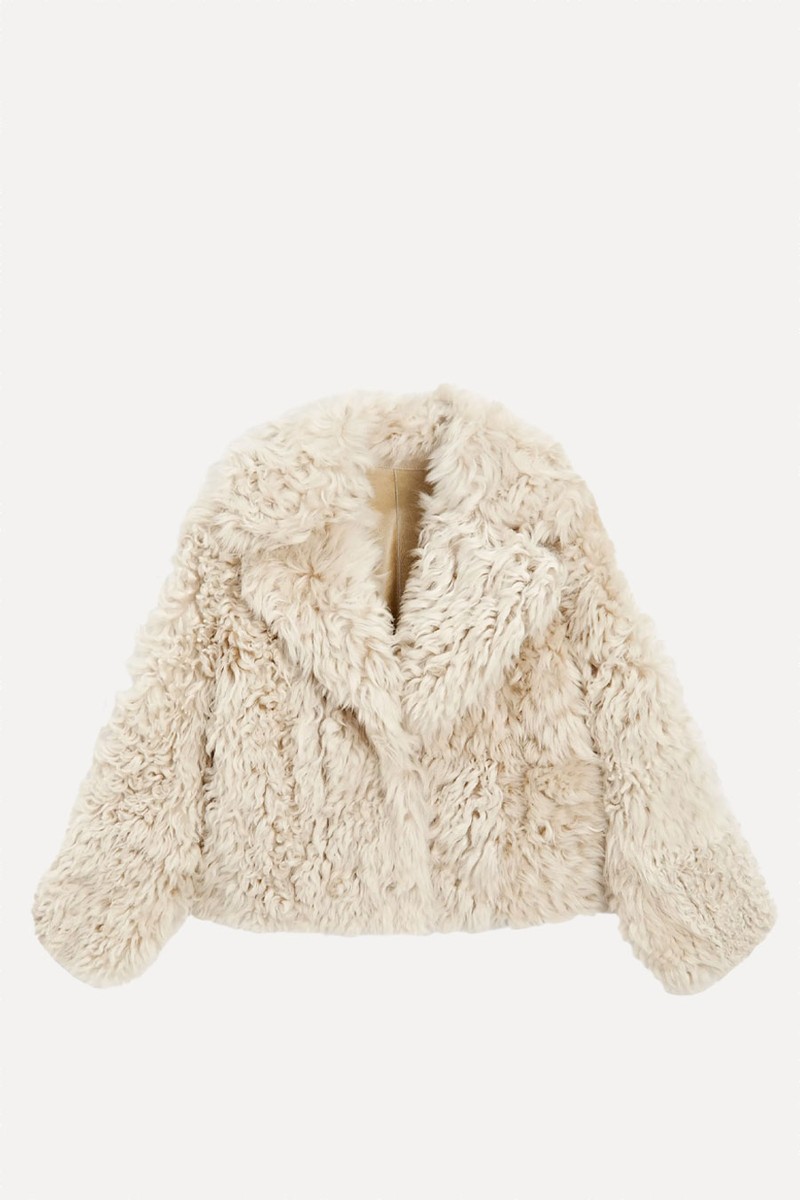 Short Leather Coat With Fur from Massimo Dutti