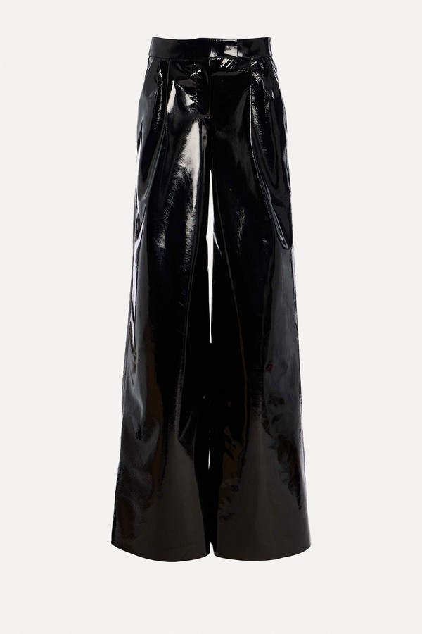 Patent Leather Wide-Leg Pants from LaQuan Smith