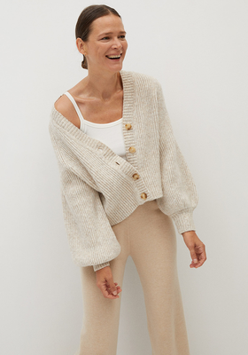 Buttoned Ribbed Cardigan from Mango