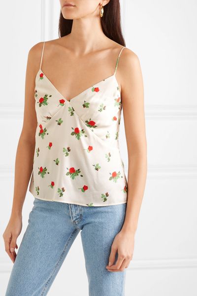 Floral-Print Silk-Satin Camisole