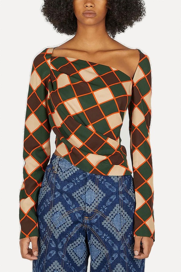 Robyn Checked Asymmetric Top