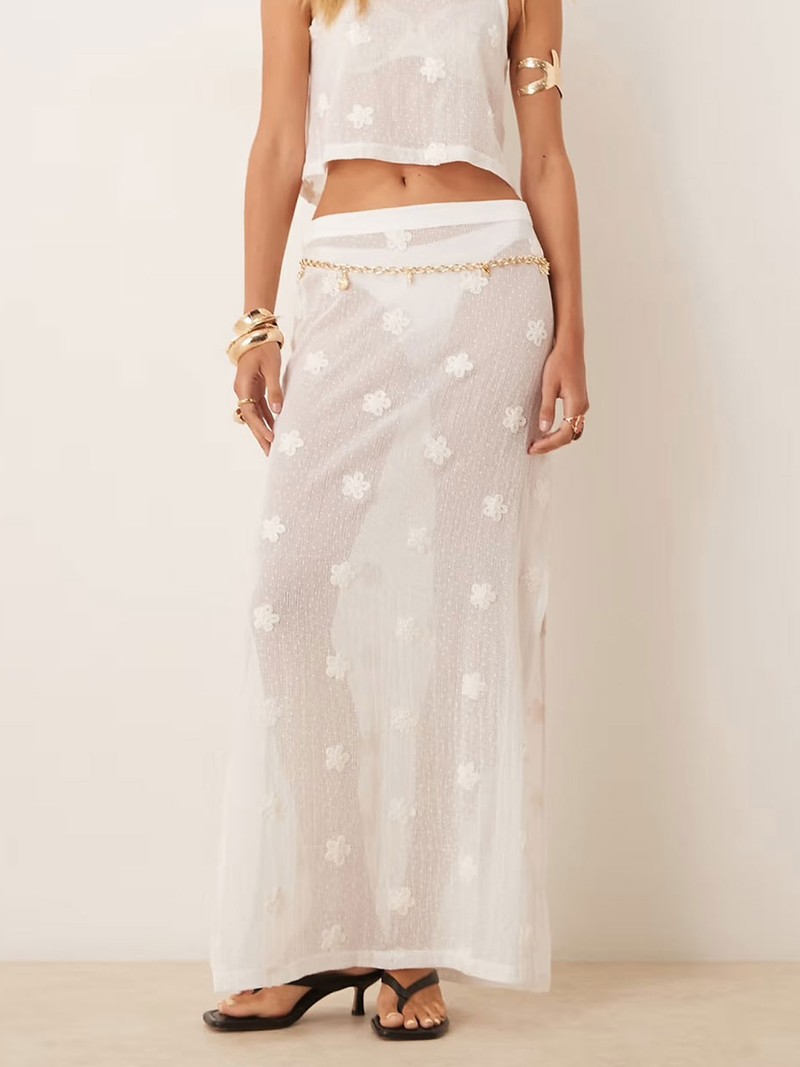 Floral Embroidered Tie Side Detail Maxi Skirt Co-Ord from ASOS DESIGN