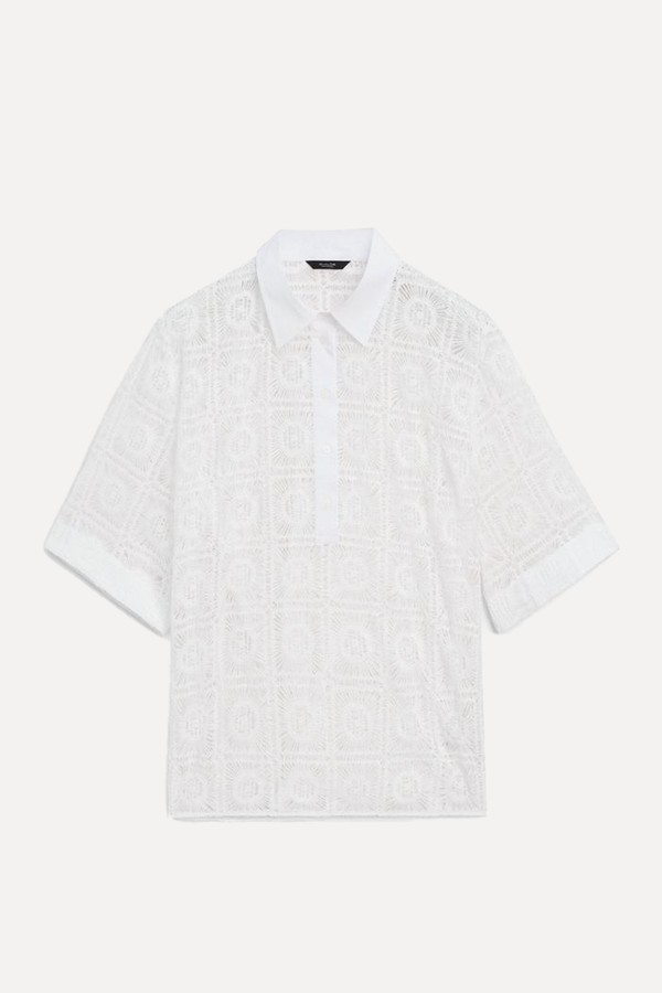 Embroidered Crochet Co-Ord Shirt from Massimo Dutti