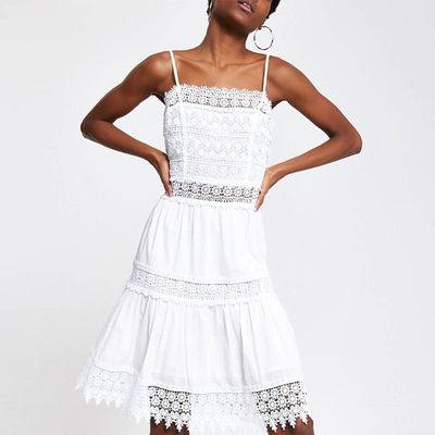 White Embroidered Slip Dress