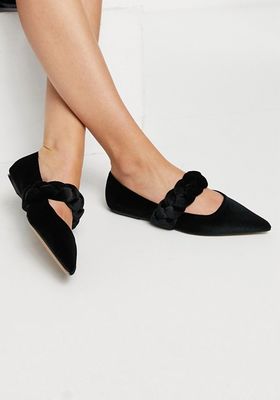 Liberty Plaited Mary Jane Pointed Ballet Flats from Asos Design