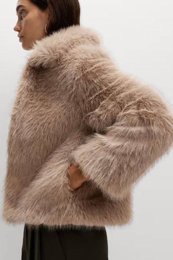 Faux Fur Collared Short Jacket