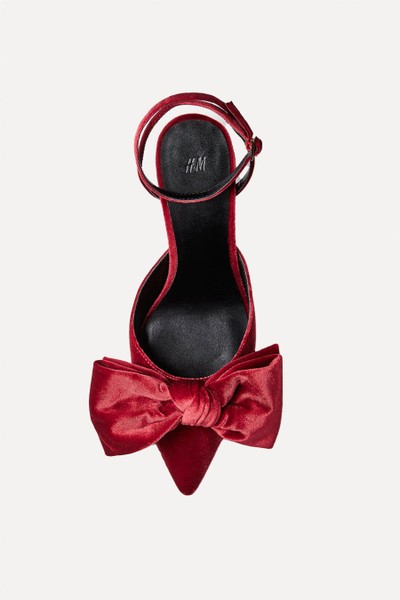 Bow-Detail Velour Court Shoes from H&M