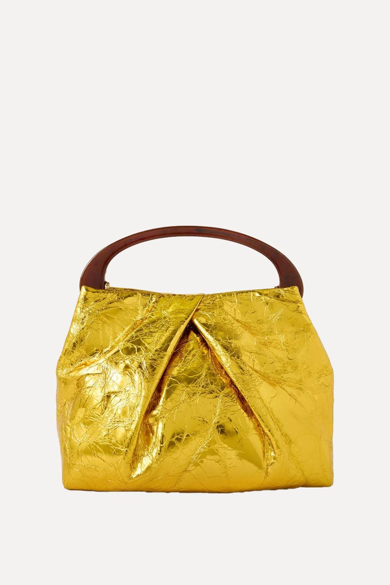 Gathered Metallic Textured-Leather Tote from DRIES VAN NOTEN
