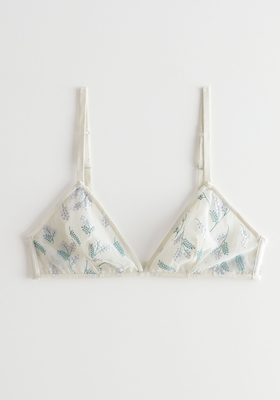 Embroidered Soft White Bra from & Other Stories