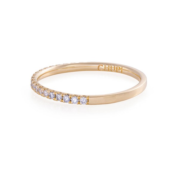 Solid Gold Diamond Half Eternity Polished Band Ring