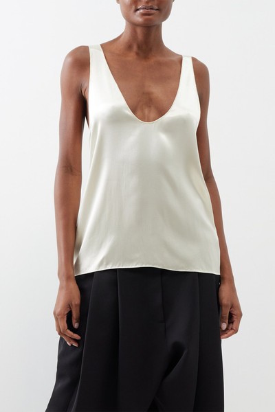 Deep Scoop Babylocked Satin Cami Top from Raey