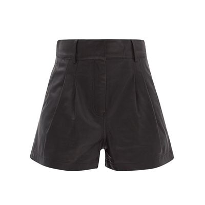 Pleated High-Rise Leather Shorts from Frame