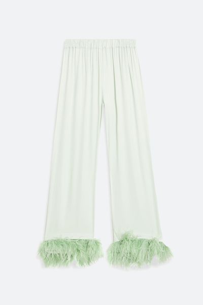 Party Feather-Trimmed Crepe De Chine Pajama Pants from Sleeper