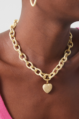 Florentine Finish Heart 18kt Gold Pendant, £1,780 | Carolina Bucci 