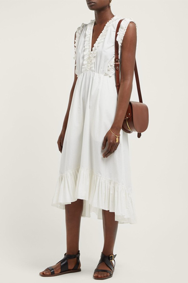 Sabinal Ruffle-Trim Cotton Midi Dress from Masscob