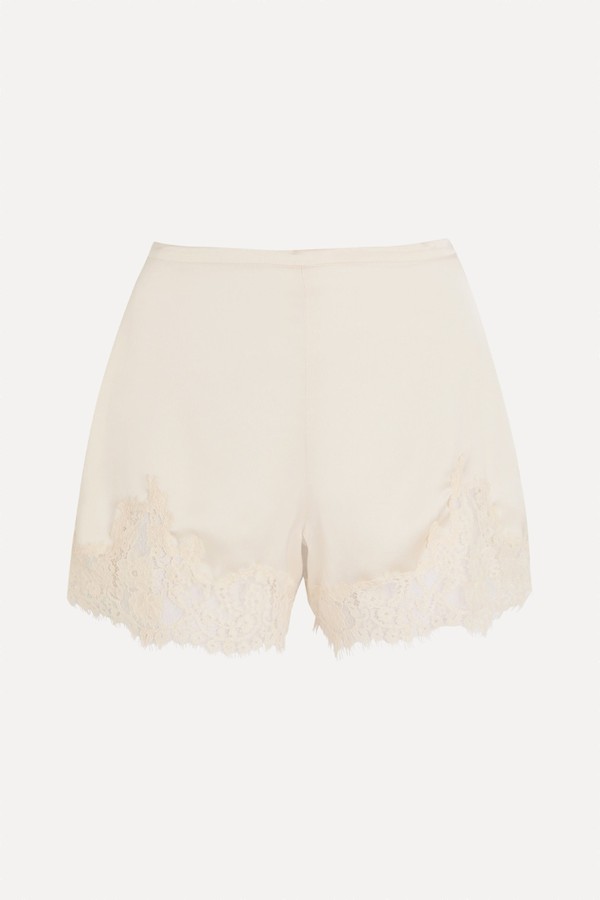Fern Lace-Trim Satin Shorts from  REFORMATION