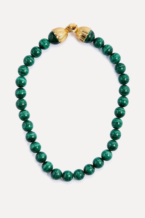 Malachite 24kt Gold-Plated Necklace from Timeless Pearly