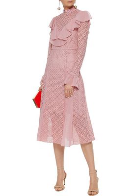 Ruffled Chiffon-Trimmed Guipure Lace Dress from Temperley London